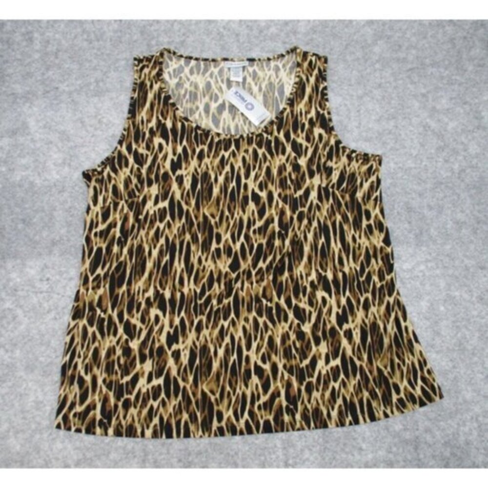Catherines Womens Top 2X Animal Print Blouse Sleeveless Flowy Plus Size New